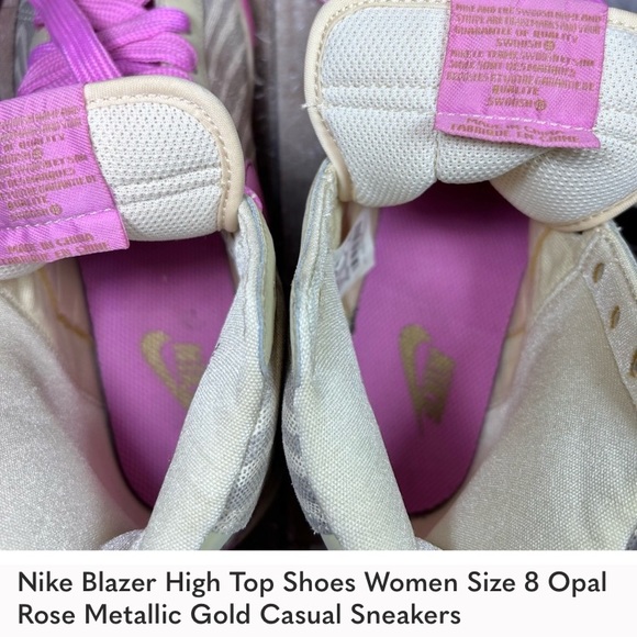 Nike Blazer Opal Rose Metallic Gold High Top Sneakers - Picture 11 of 11